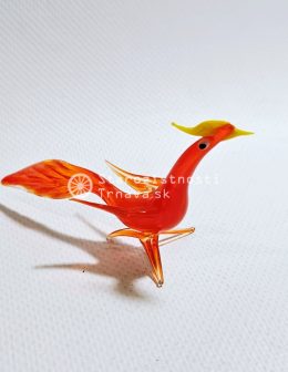 sklenený oranžový vták Murano